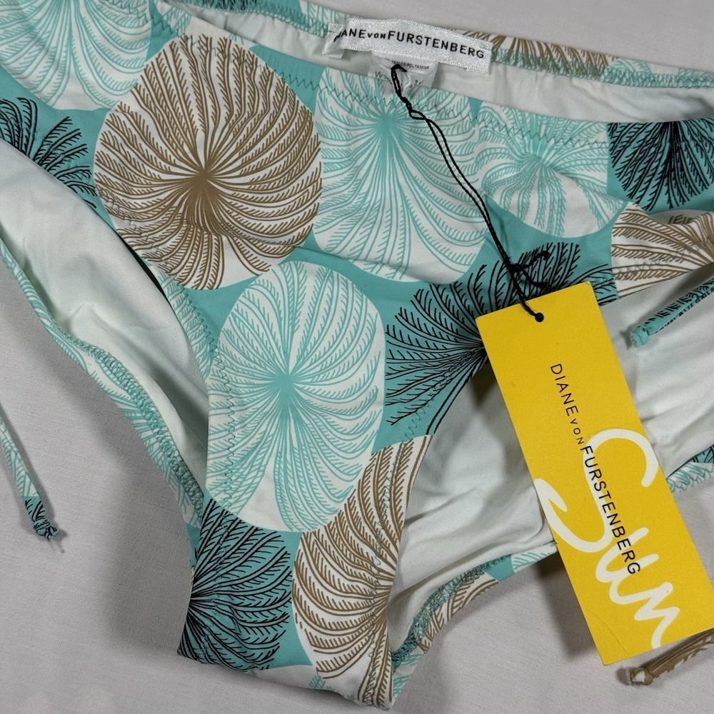 NWT $100 DIANE VON FURSTENBERG Firecracker Fish Blue Women's Bikini Bottom Large